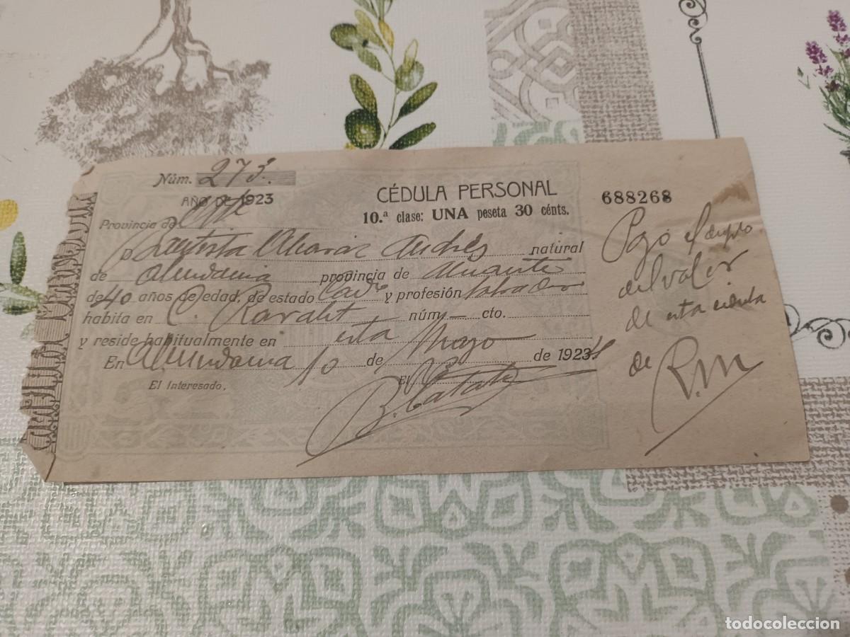 Documentos antiguos: Cedula personal de Almudaina 10 de Mayo de 1924 - Foto 1
