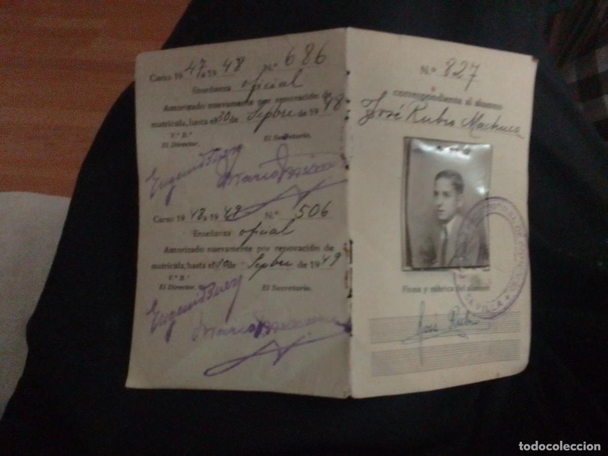 Documentos antiguos: Documento Carnet Escolar. Escuela Profesional de Comercio 1945 - Foto 1