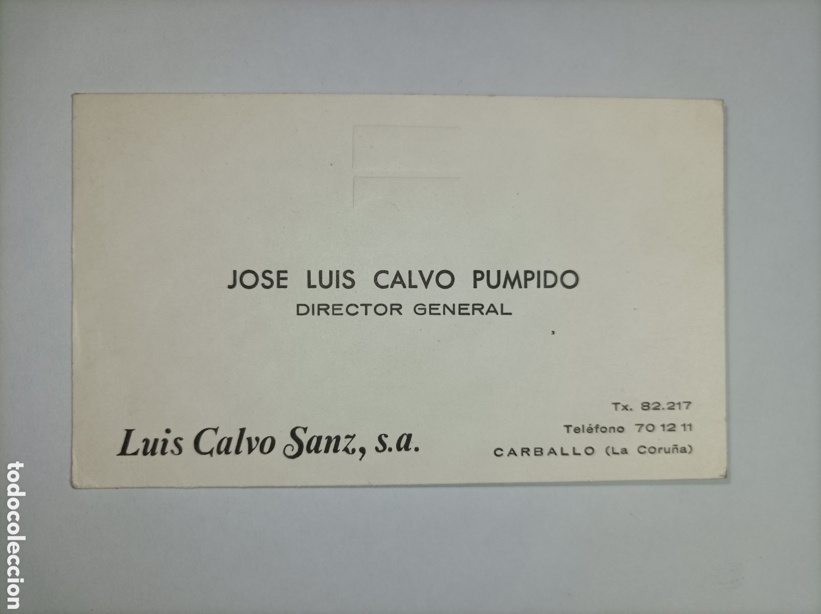 Documentos antigos: LUIS CALVO SANZ. CARBALLO. LA CORU&Ntilde;A. TARJETA VISITA ANTIGUA.