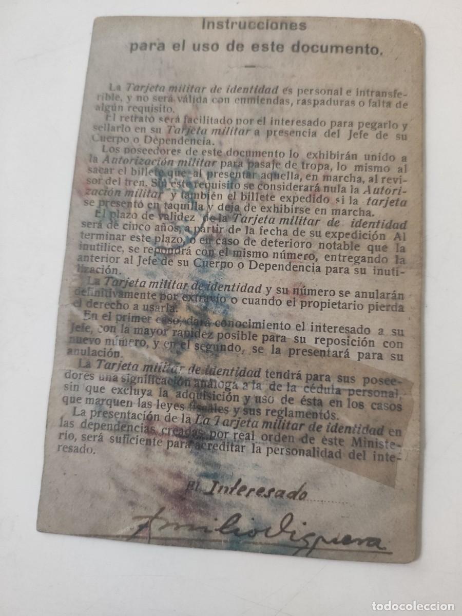 Documentos antiguos: Tarjeta Militar de Identidad. 1938. - Foto 2