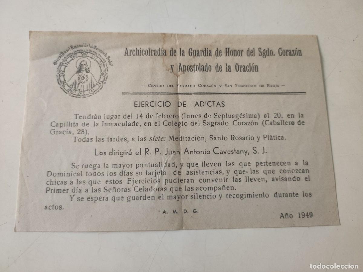 Documentos antiguos: Archicofradia de la Guardia de Honor del Sgdo. Coraz&oacute;n ... 1949 - Foto 1