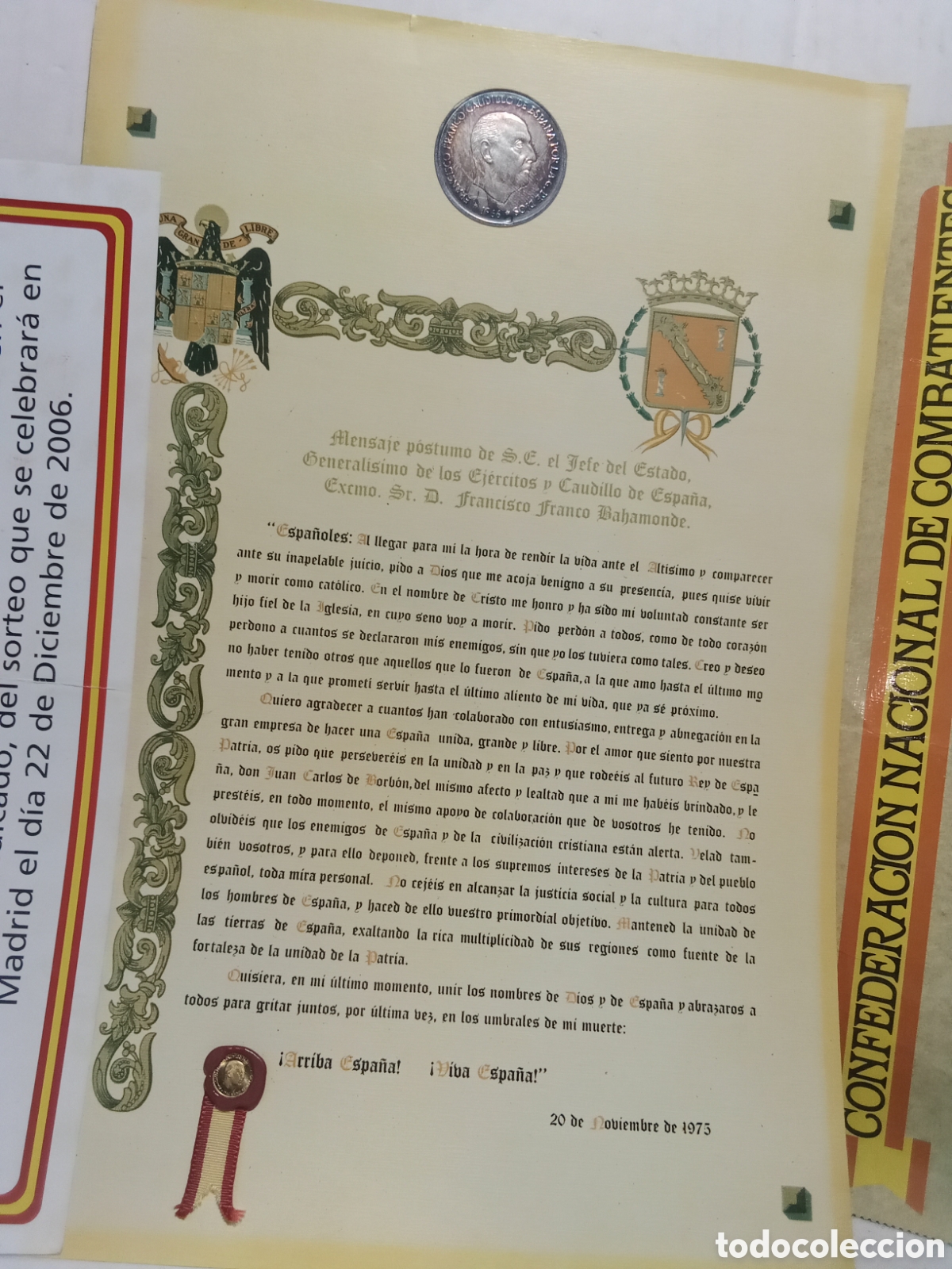 Documentos antiguos: FRANCISCO FRANCO - MENSAJE POSTUMO - Foto 7