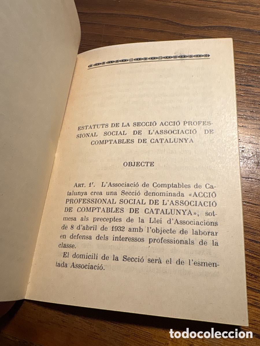 Documentos antiguos: Libro panfleto Estatuts Associaci&oacute; de comptables de Catalunya - Foto 2
