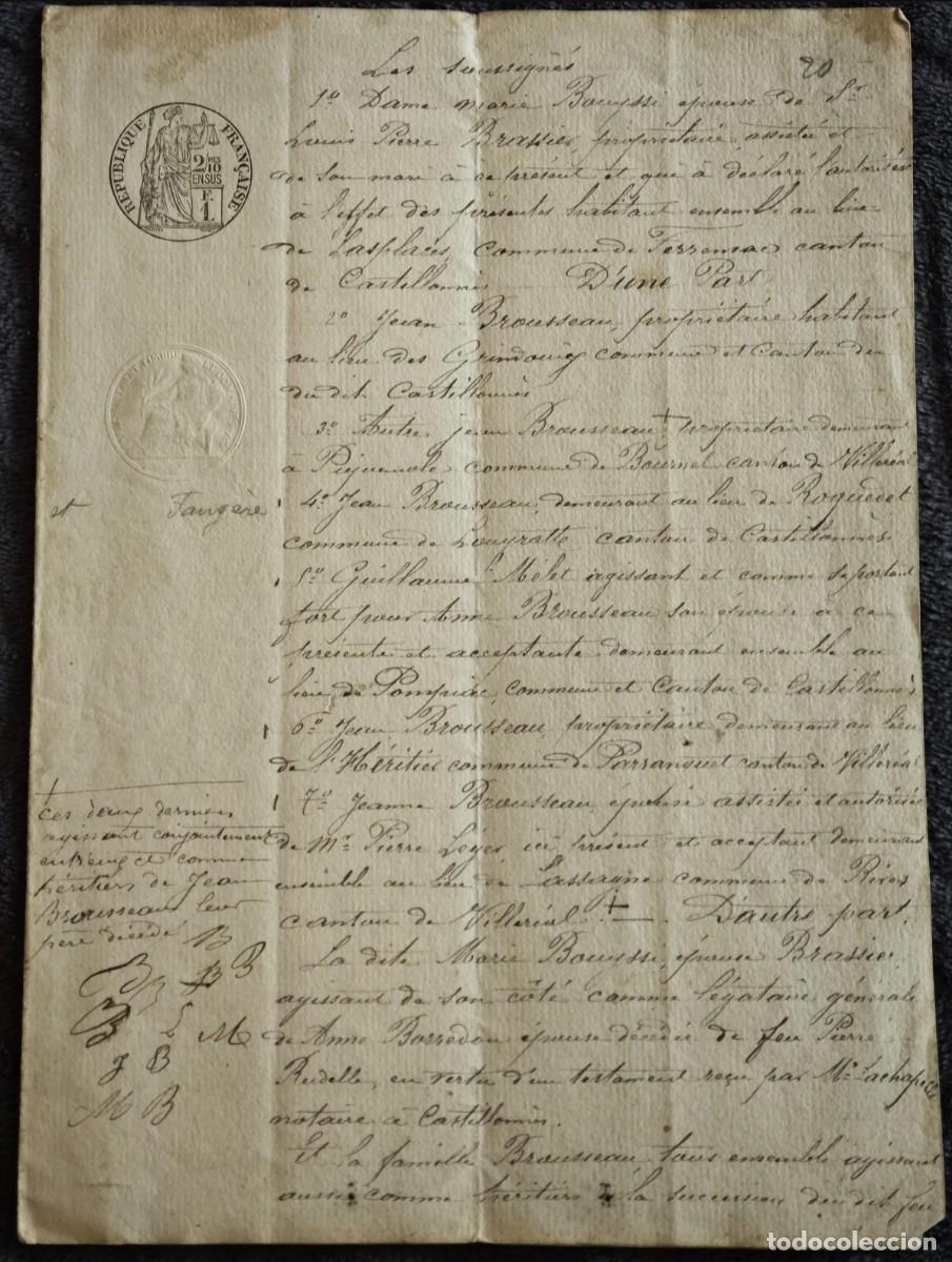 Documentos antiguos: Documento antiguo de Francia 1800s - Foto 1