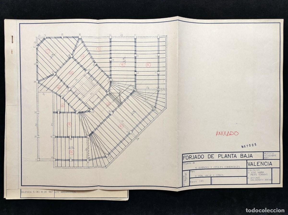 Documentos antiguos: PROYECTO EDIFICIO 16 VIVIENDAS Y LC., EN GRAN V&Iacute;A MARQUES DEL TURIA (VALENCIA), 1967 (11) - Foto 2