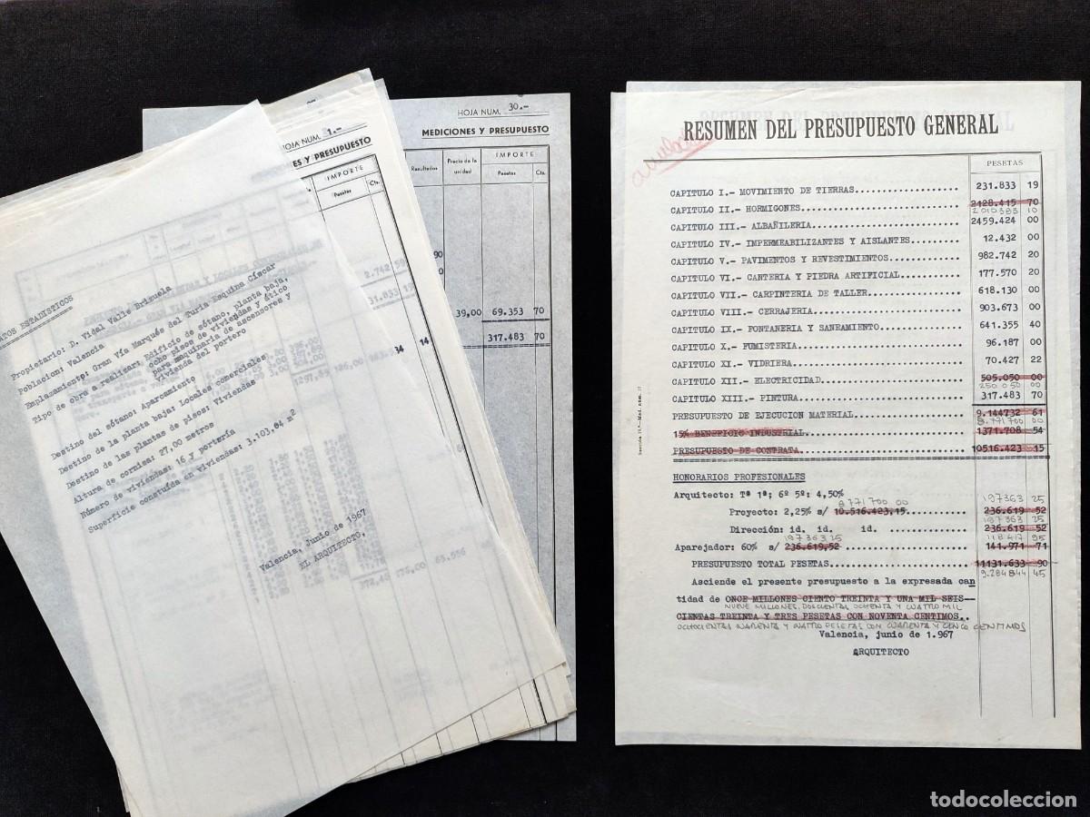 Documentos antiguos: PROYECTO EDIFICIO 16 VIVIENDAS Y LC., EN GRAN V&Iacute;A MARQUES DEL TURIA (VALENCIA), 1967 (11) - Foto 16