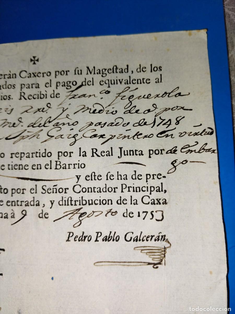 Documentos antiguos: DOCUMENTO COMERCIAL DE FECHA 9 DE AGOSTO DE 1753 - Foto 3