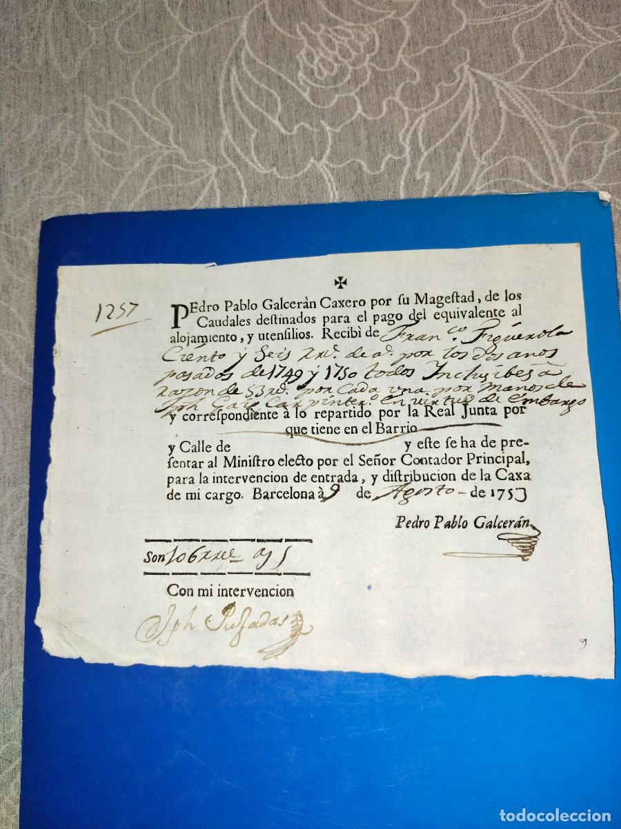 Documentos antiguos: DOCUMENTO COMERCIAL DE FECHA 9 DE AGOSTO DE 1753 ok - Foto 1