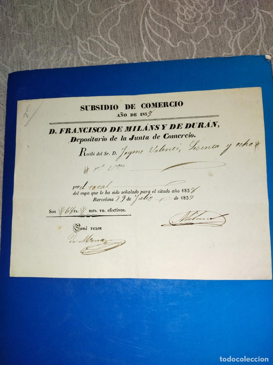 Documentos antiguos: DOCUMENTO COMERCIAL DE FECHA 29 DE JULIO .DE 1839 - Foto 1