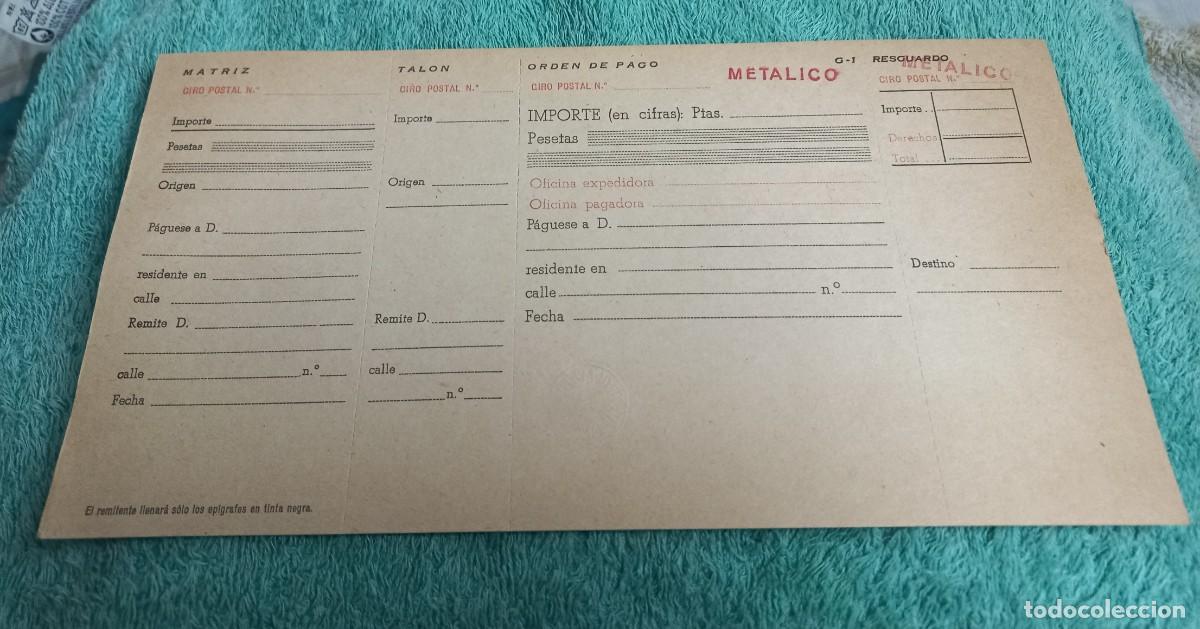 Documentos antiguos: 4 matrices giros postales correos - talon - sin usar - Foto 2
