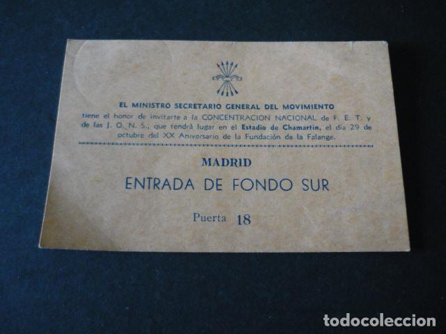 Documentos antiguos: MADRID CONCENTRANCION NACIONAL FALANGE ESPA&Ntilde;OLA ESTADIO DE CHAMARTIN