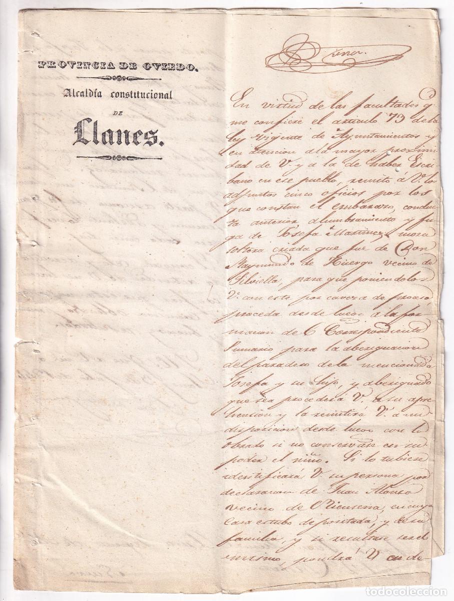 Documents Anciens: EL ALCALDE DE LLANES PIDE LOCALIZACI&Oacute;N DE UNA CRIADA QUE HUY&Oacute; EMBARAZADA. 1844. ASTURIAS