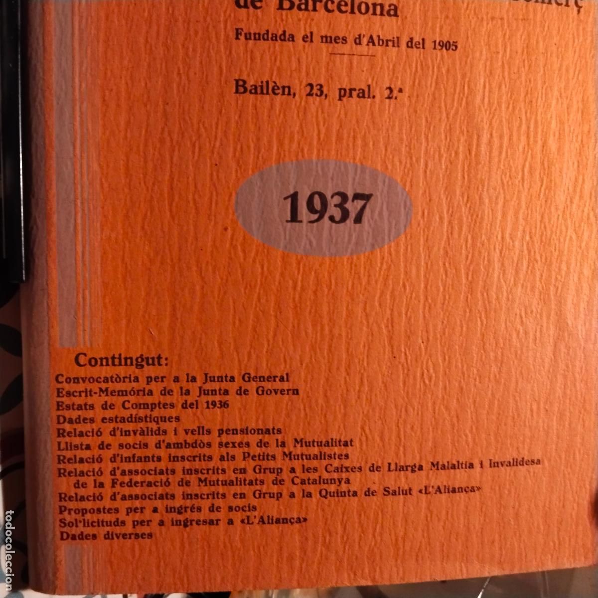 Documentos antiguos: LA UNIO COMERCIAL 1937. MUTUALIDAD DE DEPENDENTS - Foto 2