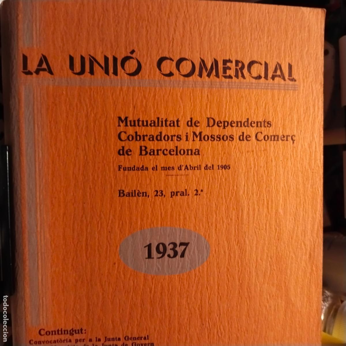 Documentos antiguos: LA UNIO COMERCIAL 1937. MUTUALIDAD DE DEPENDENTS - Foto 3