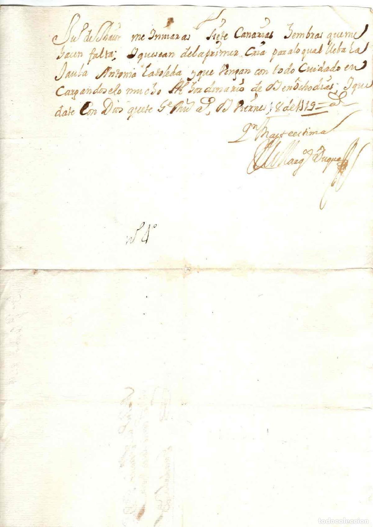 Documentos antiguos: RECIBO SOLICITUD DE SIETE CANARIOS. A&Ntilde;O 1619 - Foto 1