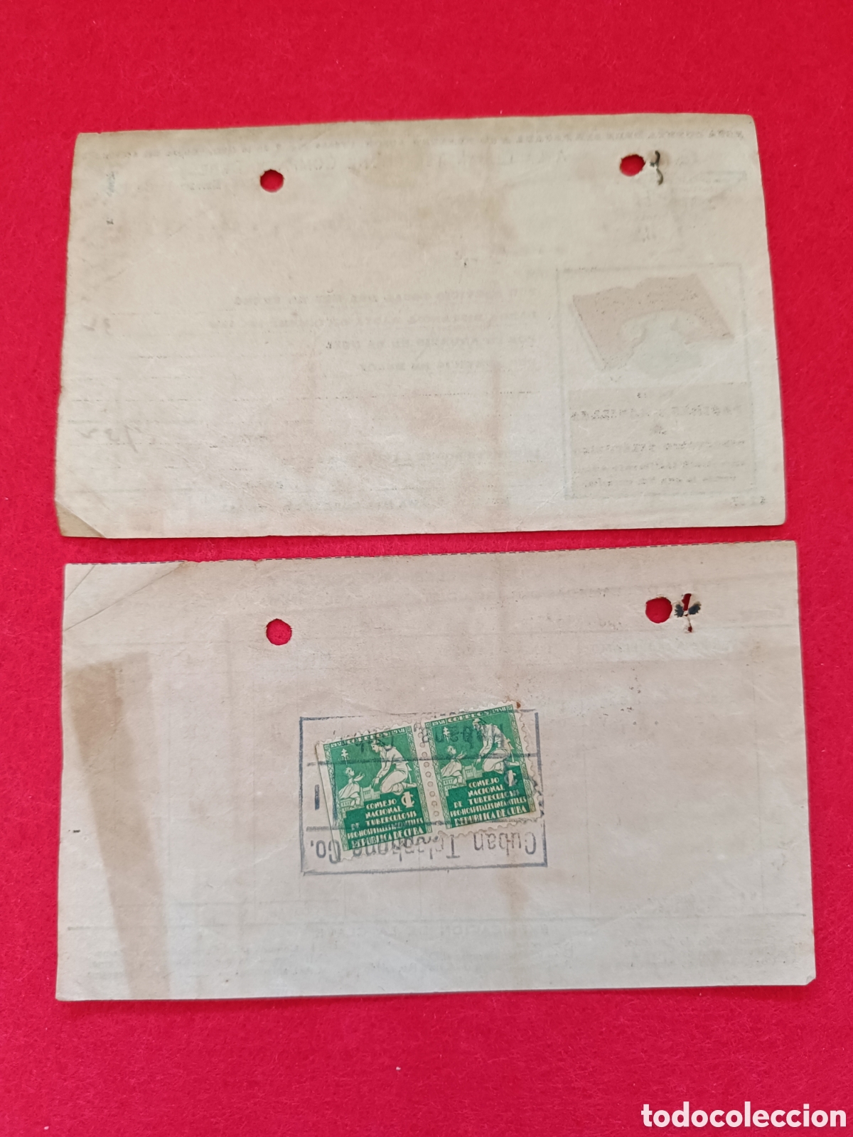 Documentos antiguos: Recibo de la Compa&ntilde;&iacute;as Telef&oacute;nica de Cuba 1939 - Foto 3