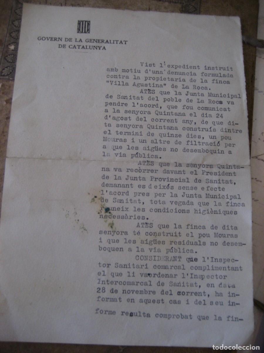 Documentos antiguos: expediente de denuncia Villa agustina de La Roca . Serveis de Sanitat Generalitat 1933