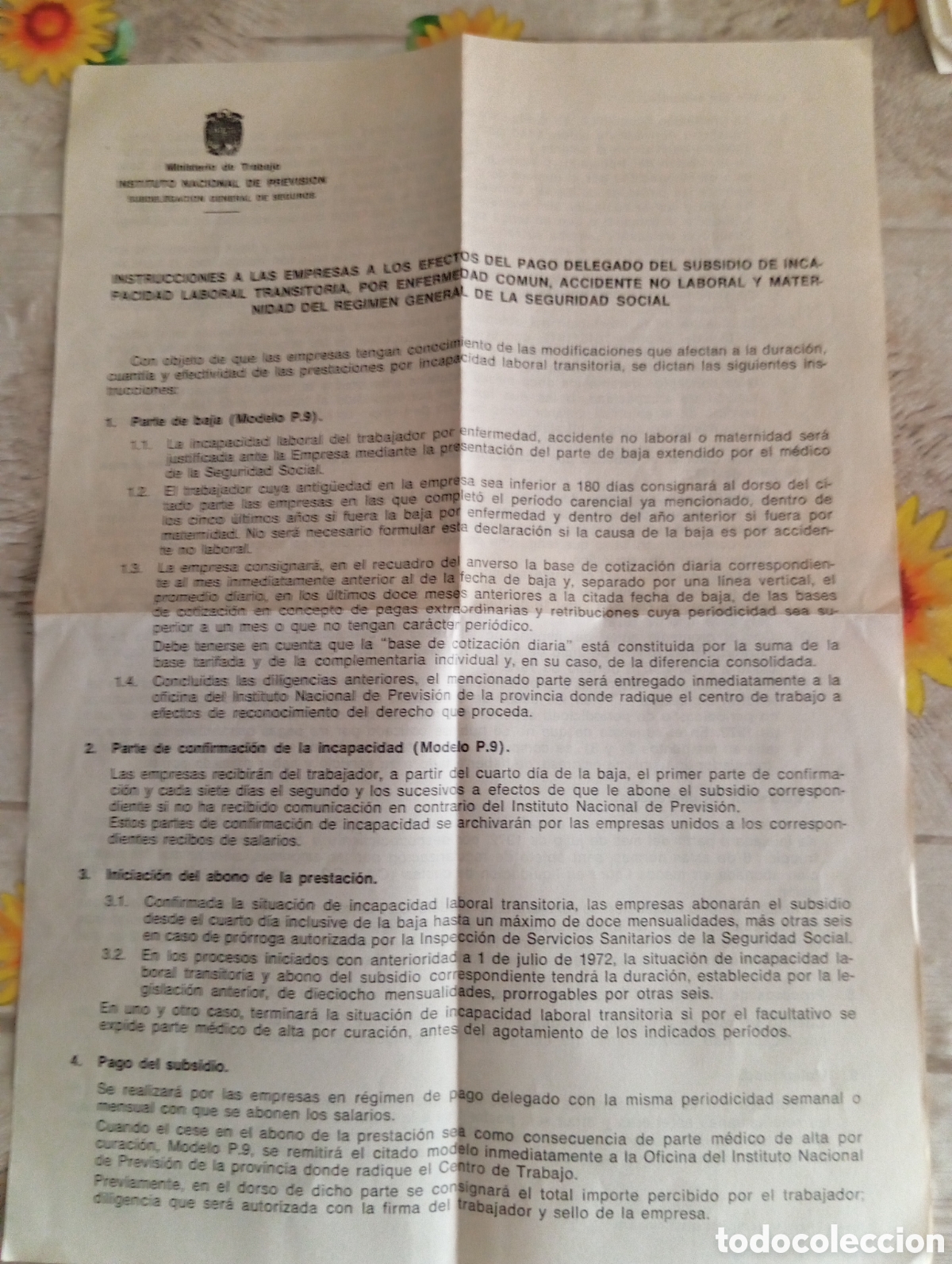 Documentos antiguos: SOBRE INSTITUTO NACIONAL DE PREVISI&Oacute;N CON INSTRUCCIONES - Foto 2
