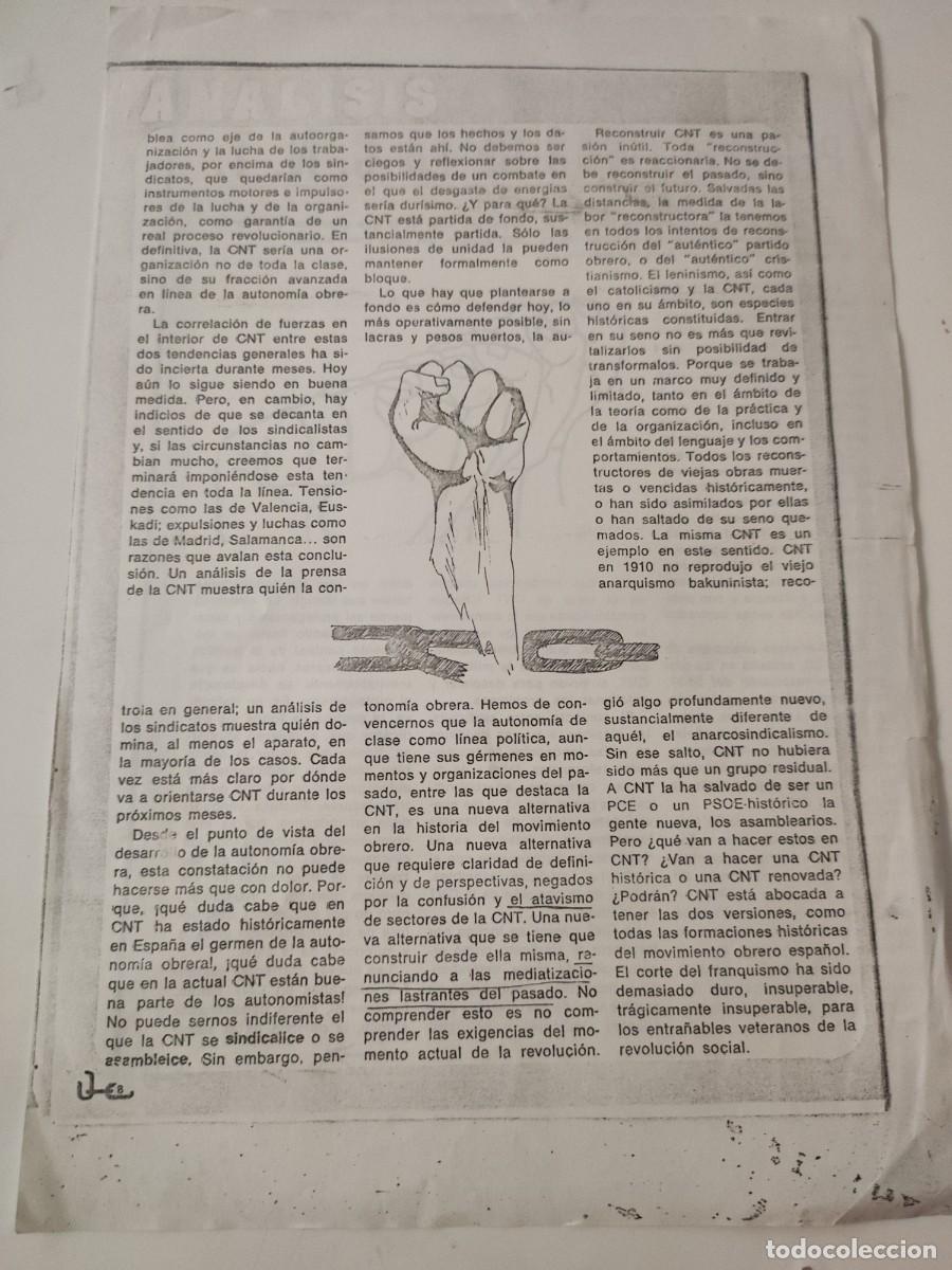 Documentos antiguos: Fotocopia: an&aacute;lisis perspectivas de la CNT - Foto 2