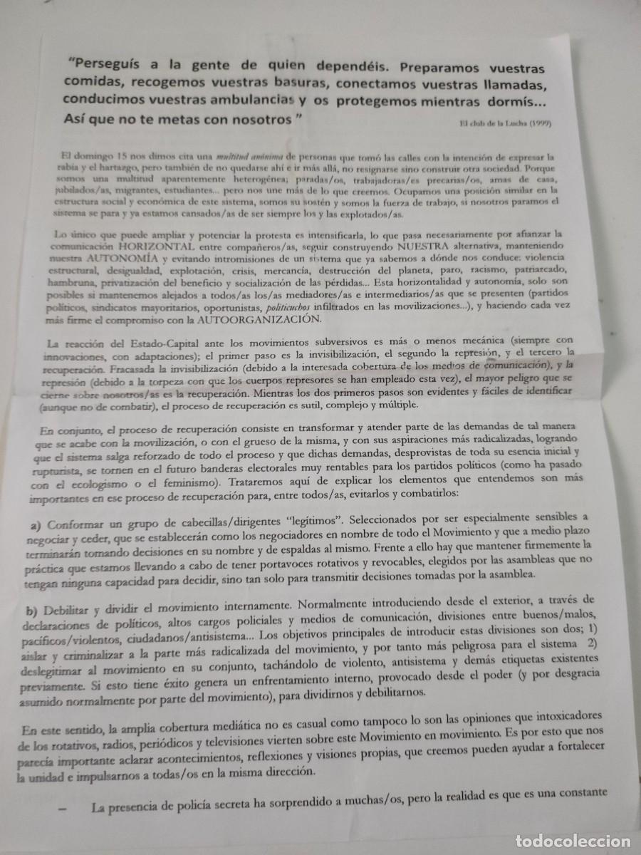 Documentos antiguos: Folleto pol&iacute;tico: Madrid en lucha. 2011. - Foto 1
