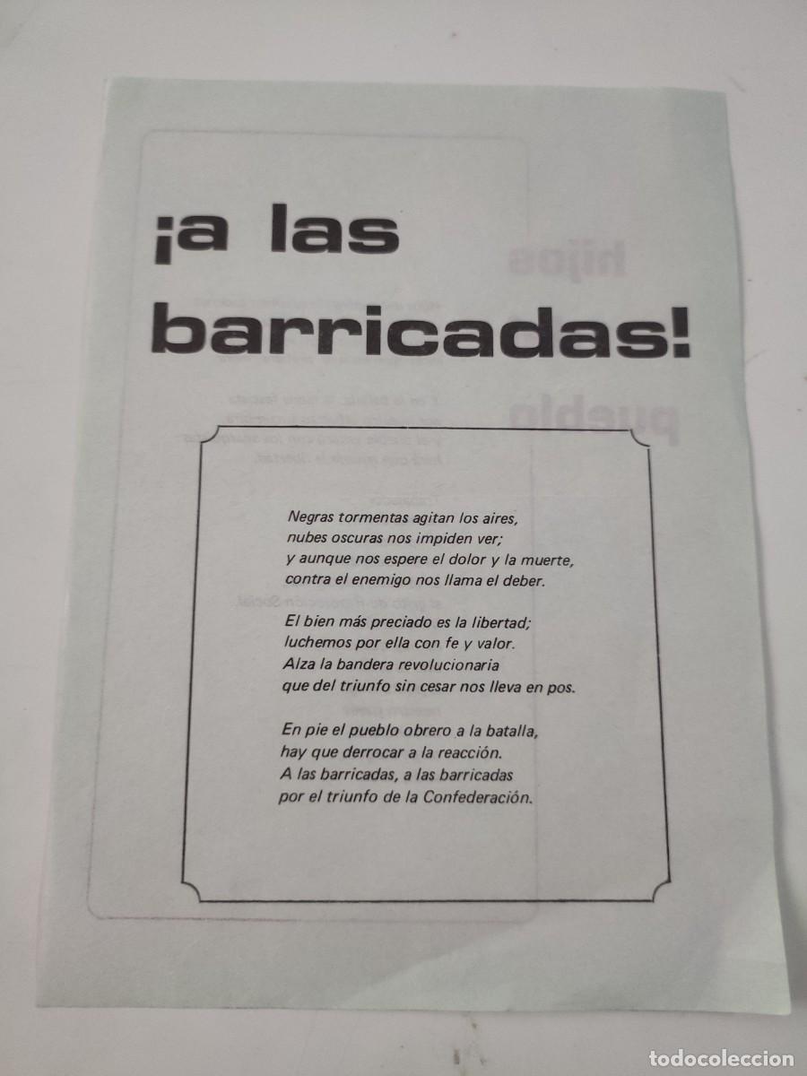 Documentos antiguos: Panfleto Canciones. A las barricadas - Foto 1
