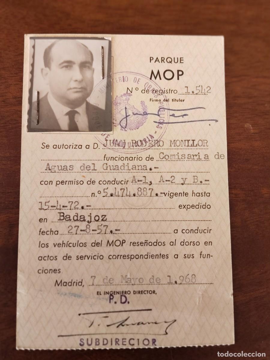 Documents Anciens: Carnet Comisar&iacute;a de Aguas del Guadiana para Conductor. 1968.