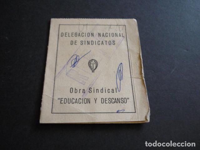 CARNET OBRA SINDICAL EDUCACION Y DESCANSO 1959