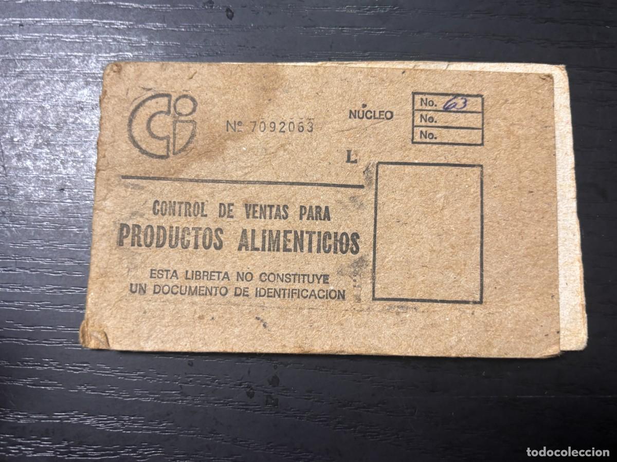 Documentos antiguos: LIBRETA RACIONAMIENTO CUBA CONTROL DE VENTAS PRODUCTOS ALIMENTICIOS - Foto 1