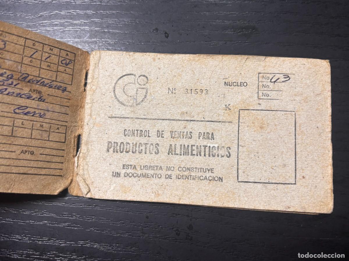 Documentos antiguos: LIBRETA RACIONAMIENTO CUBA CONTROL DE VENTAS PRODUCTOS ALIMENTICIOS - Foto 2