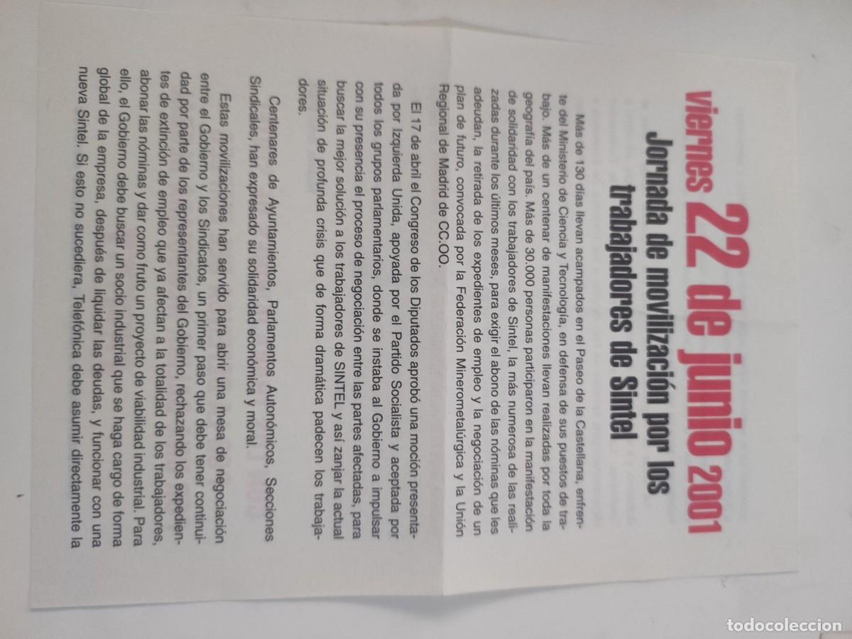 Documentos antiguos: Documento Trabajadores Sintel 2001 CCOO - Foto 1