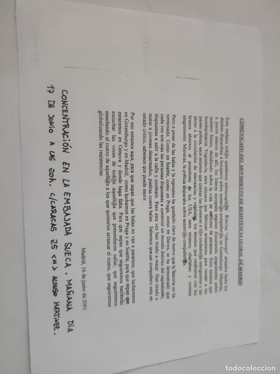 Documentos antiguos: Documento Movimiento de resistencia global de Madrid - Foto 1