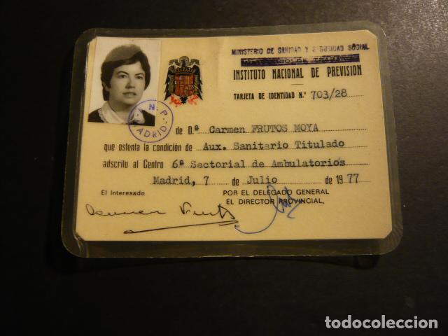 Documentos antigos: TARJETA DE IDENTIDAD INSTITUTO NACIONAL DE PREVISION 1977