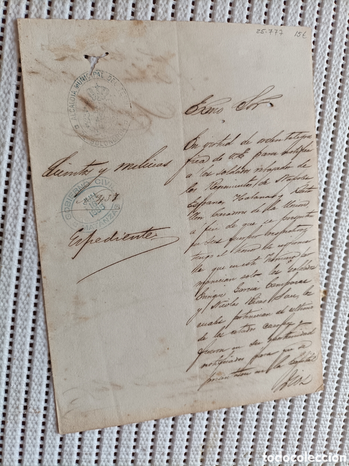 Documentos antigos: 25-777 LOS SOLDADOS DE PERMISO DEBEN REGRESAR A SUS CUERPOS.