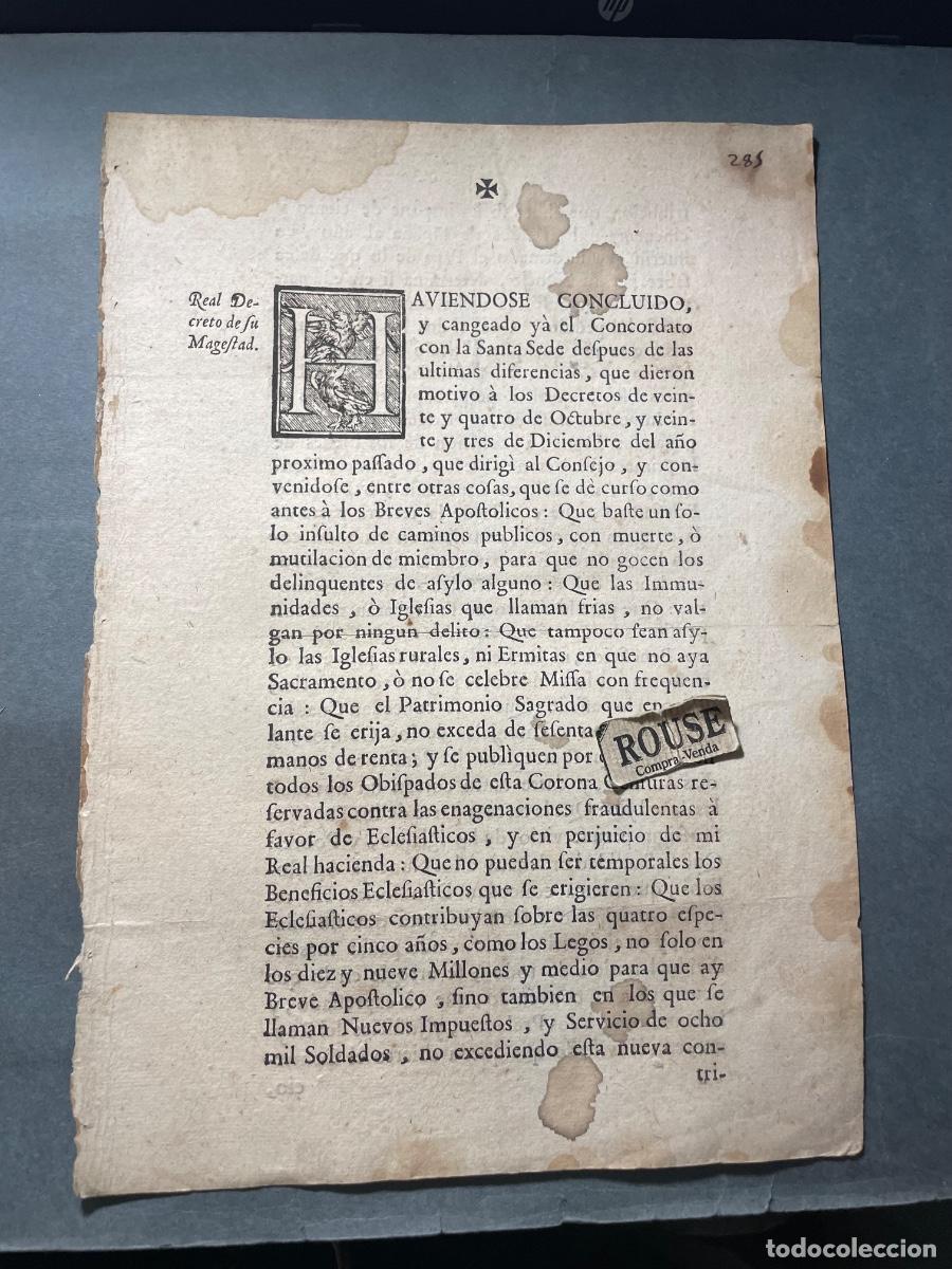 Documentos antiguos: REAL CEDULA - MADRID 1737 - REAL DECRETO DE SU MAJESTAD , QUE BASTE UN SOLO INSULTO DE CAMINOS PUBLI