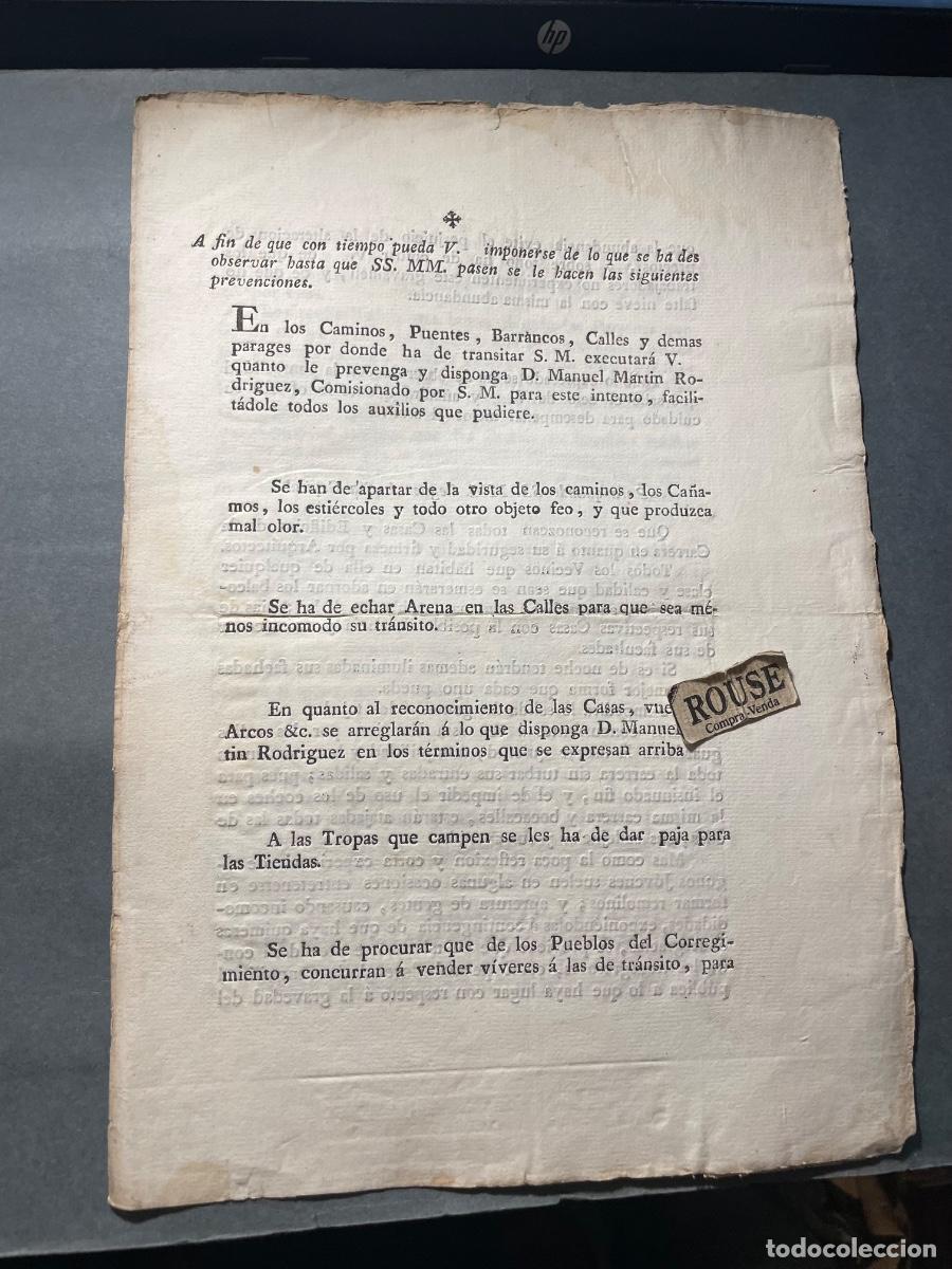 Alte Dokumente: REAL CELULA - 1799 - MOTIVO PASAR SS.MM. &Aacute; LA VISITA N. SRA. DE ATOCHA - PREVENCIONES PUENTES, CAMIN