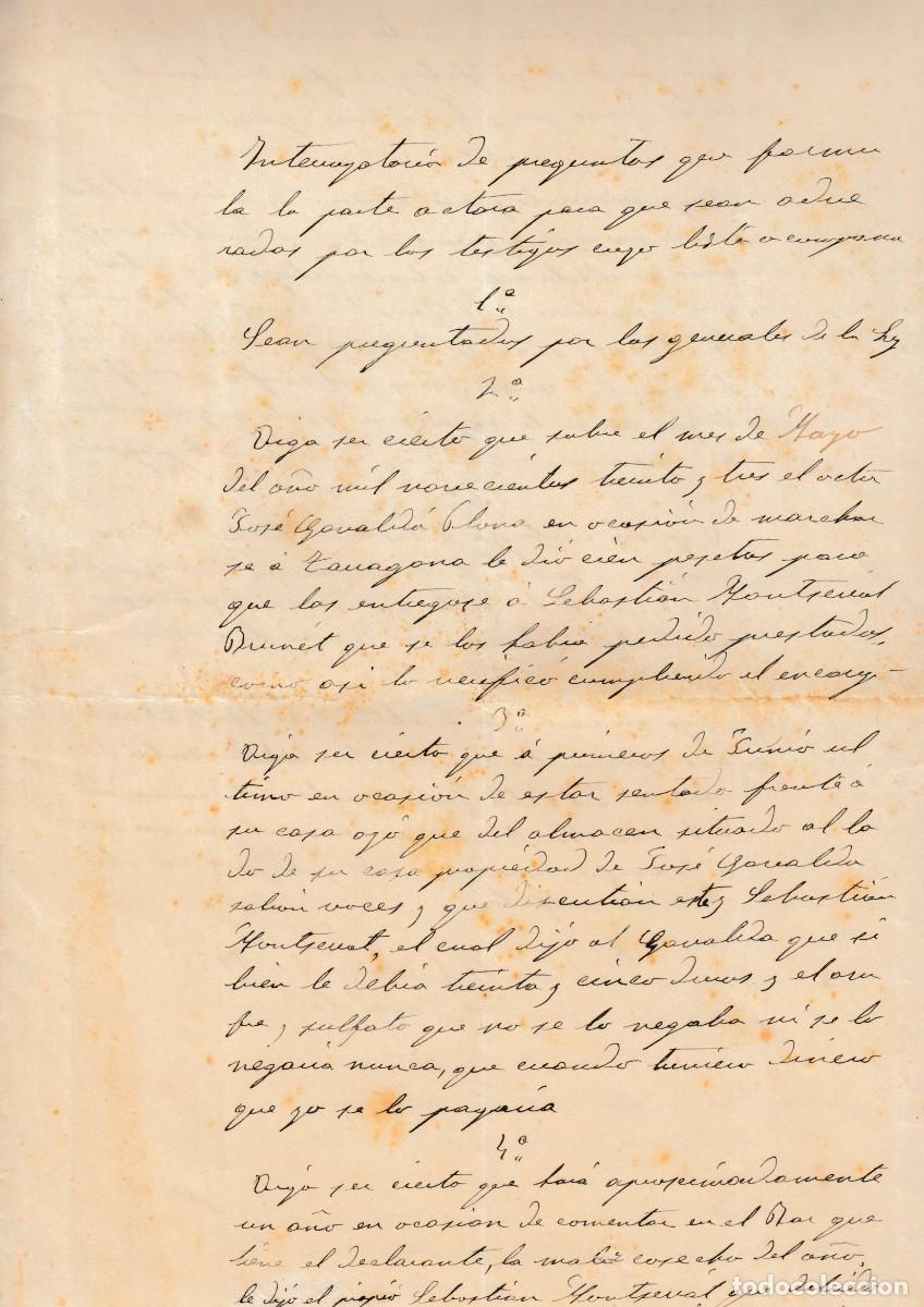 Documentos antigos: 1934 VALMOLL (TARRAGONA) INTERROGATORIO POR DEUDAS