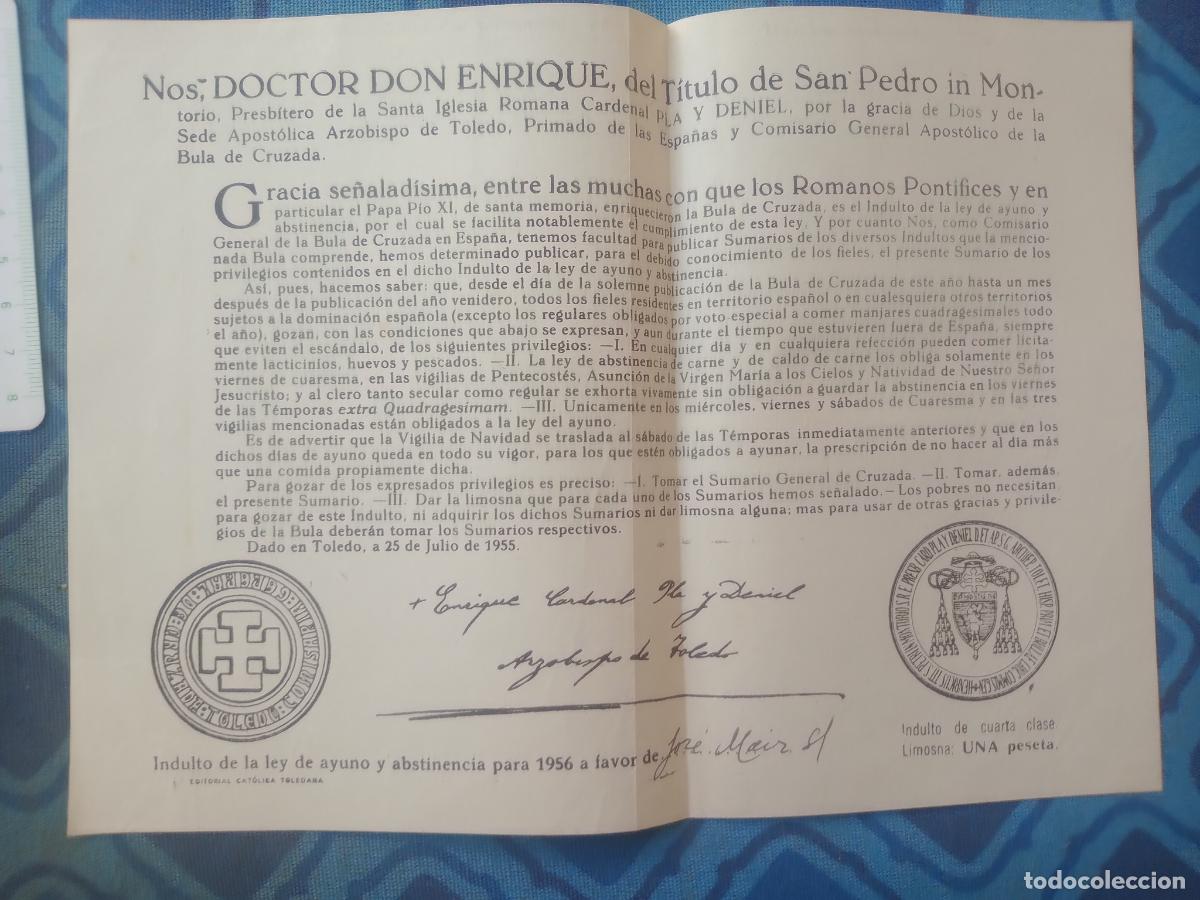 Documentos antigos: Bula de la Cruzada. Toledo 1956