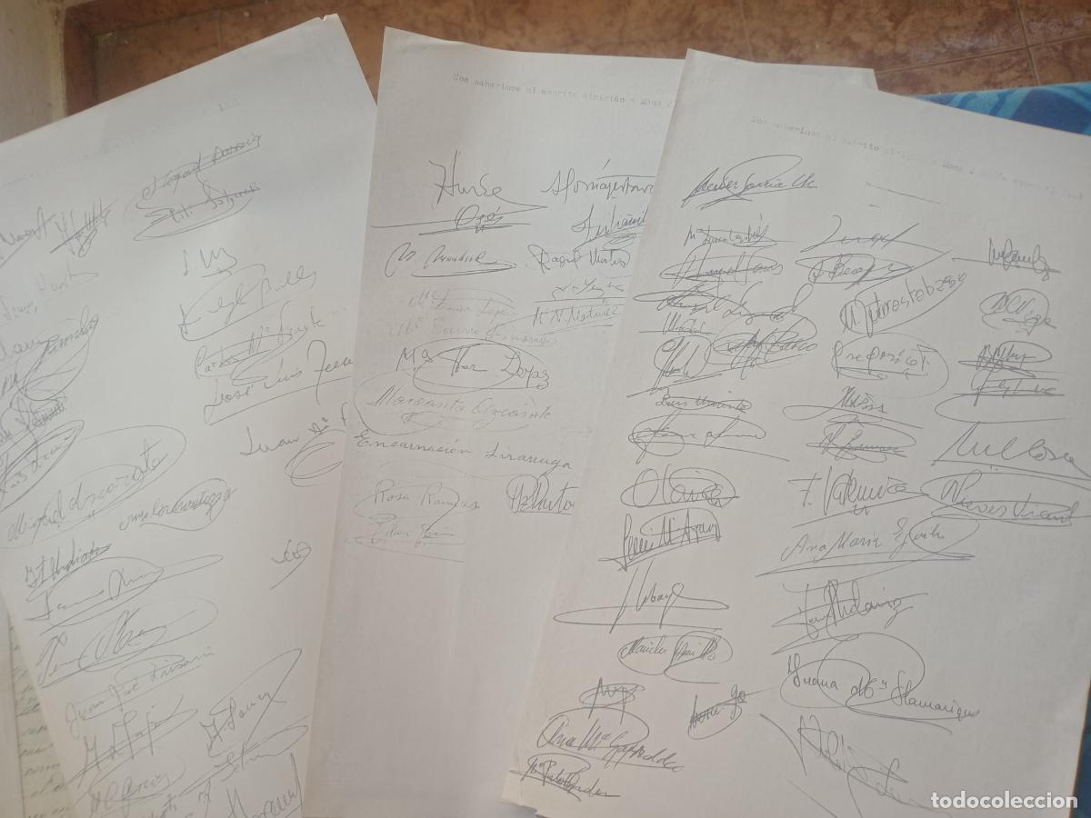 Documentos antigos: Transici&oacute;n pol&iacute;tica. Copia de &eacute;poca. Firmas a favor del Cardenal Taranc&oacute;n sobre el proceso 1001