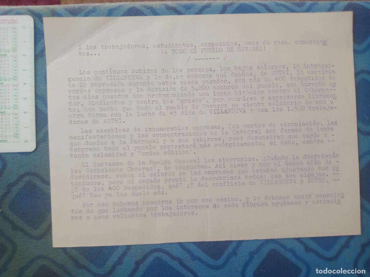 Documentos antigos: Transici&oacute;n pol&iacute;tica. Hulega en Navarra, Pamplona, ORT 1974. Clandestinidad. Pasqu&iacute;n obreros
