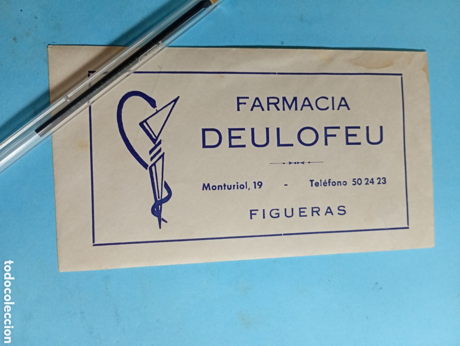 Old Documents: 1982 16/7 FIGUERES BONITO SOBRE FARMACIA DEULOFEU CON RECETA CONOCIDO OFT&Aacute;LMOLOGO EN FIGUERES