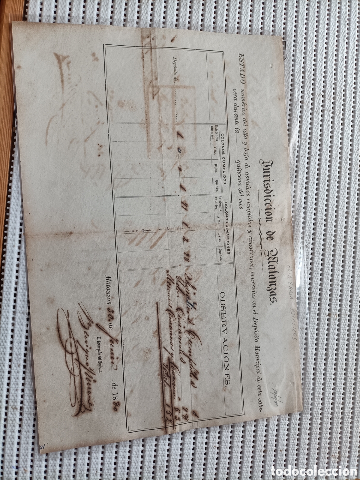 Old Documents: 25-815 ALTA Y BAJA DE ASIATICOS CUMPLIDOS Y CIMARRONES.