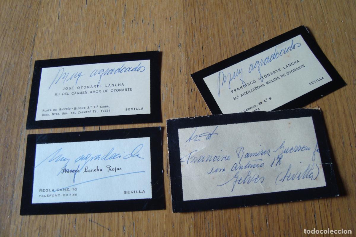 Old Documents: ANTIGUO CONJUNTO 3 TARJETAS FUNERAL. FAMILIA LANCHA ROJAS - MOLINA OYONARTE. SEVILLA