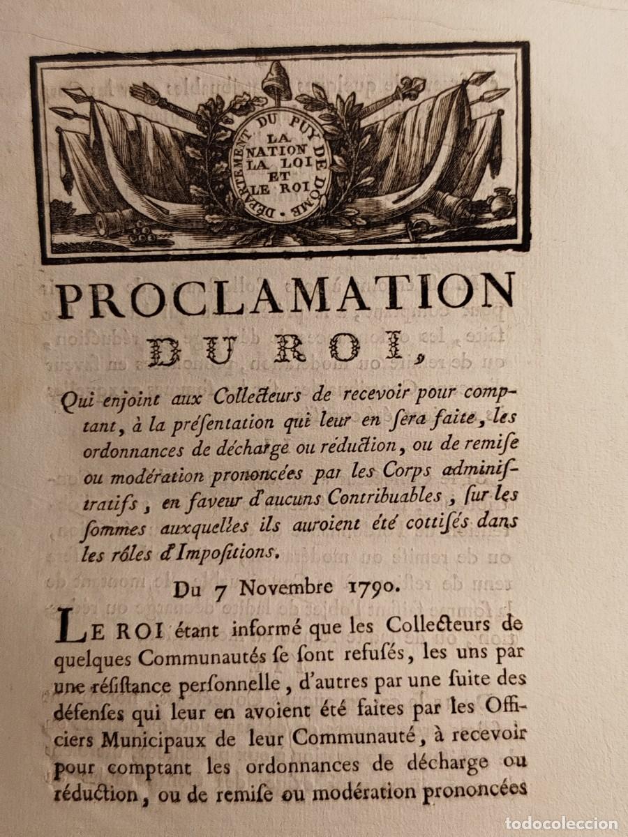 Documentos antiguos: 1790. Proclamaci&oacute;n de Luis XVI Rey de Francia. - Foto 2