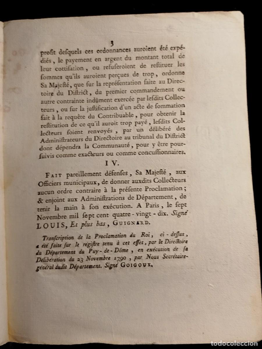 Documentos antiguos: 1790. Proclamaci&oacute;n de Luis XVI Rey de Francia. - Foto 5