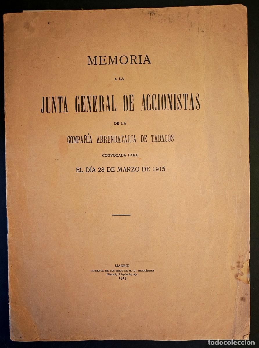Documentos antiguos: COMPA&Ntilde;IA ARRENDATARIA DE TABACOS 1915 - Foto 1