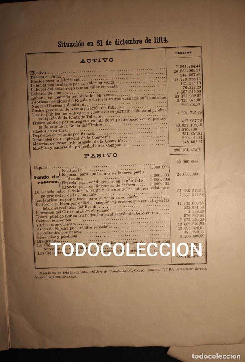 Documentos antiguos: COMPA&Ntilde;IA ARRENDATARIA DE TABACOS 1915 - Foto 4