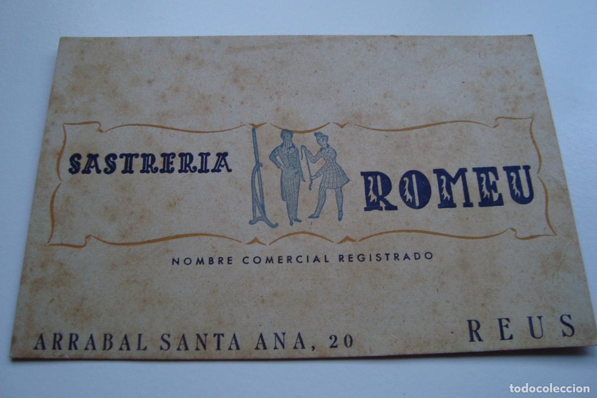 Old Documents: ANTIGUA TARJETA COMERCIAL SASTRERIA ROMEU ARRABAL SANTA ANNA REUS TARRAGONA 1946