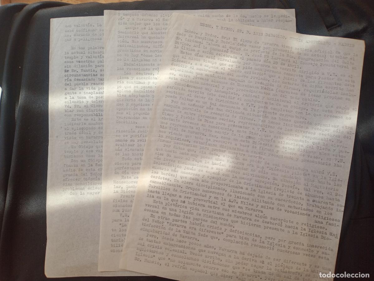 Documents Anciens: Clero de Navarra. Transici&oacute;n pol&iacute;tica. Carta al nuncio apost&oacute;lico Luis Dadaglio