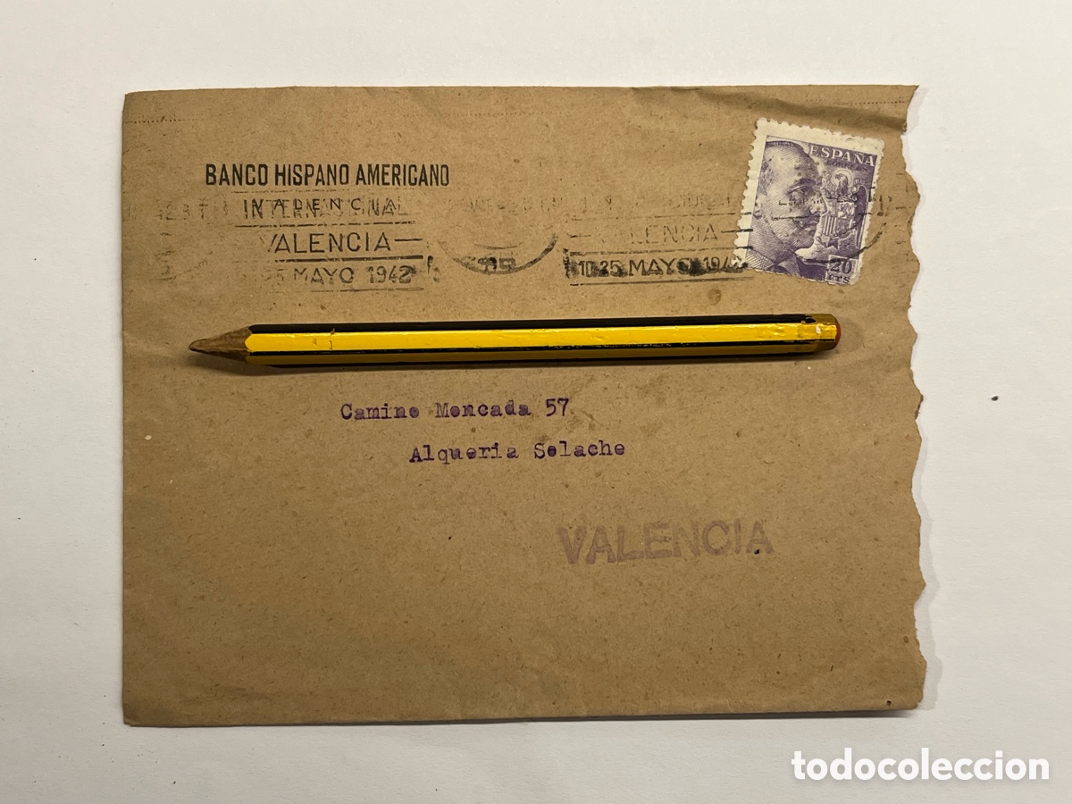 Old Documents: VALENCIA.. Alquer&iacute;a Solache.. Camino de Moncada.. Venta de Trigo. Recibo y carta (a.1942)