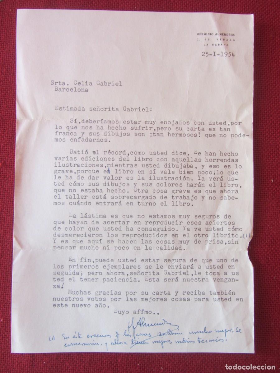 Documentos antiguos: CARTA DE HERMINIO ALMENDROS A CELIA GABRIEL. 1954 - Foto 1